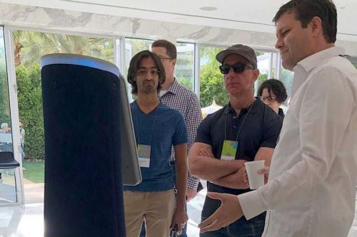 Dr. Travis Deyle presenting Cobalt Robot to Jeff Bezos at MARS Conference